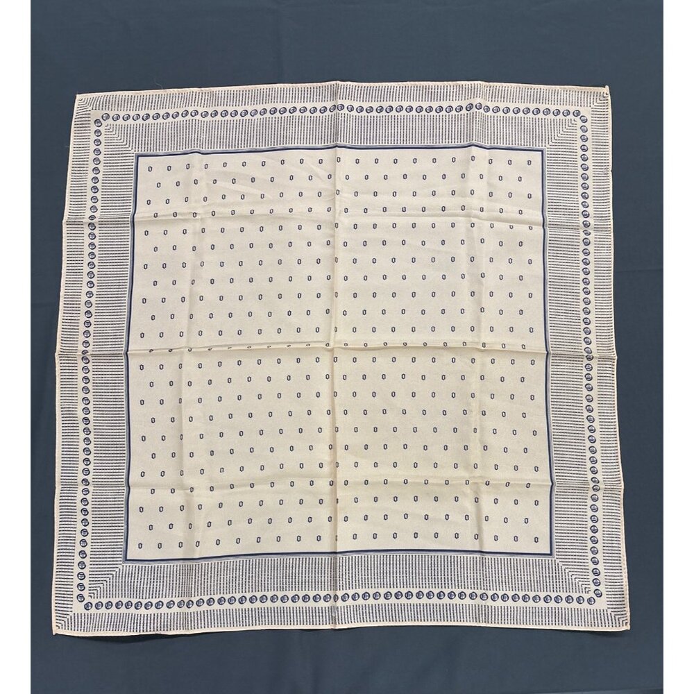 Vintage Totes Rain Scarf Acetate Crepe Geometric Navy Blue Cream 1979 Headwear
